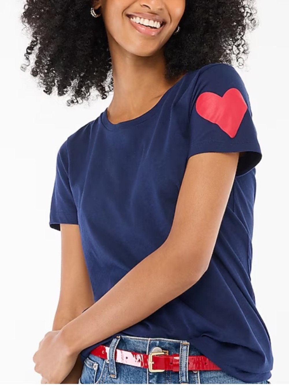 NWT J. Crew Navy  St. Jude tee with Red Heart Sz S - NEEDS WASH